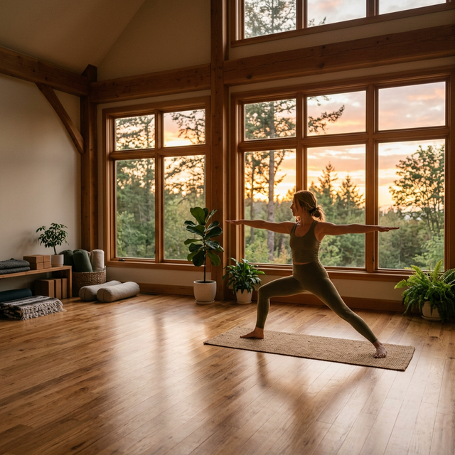 Yoga professional guiding a mindful movement session